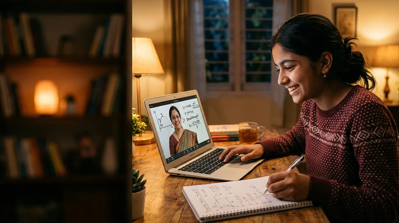 Student engaged in a live online tutoring session