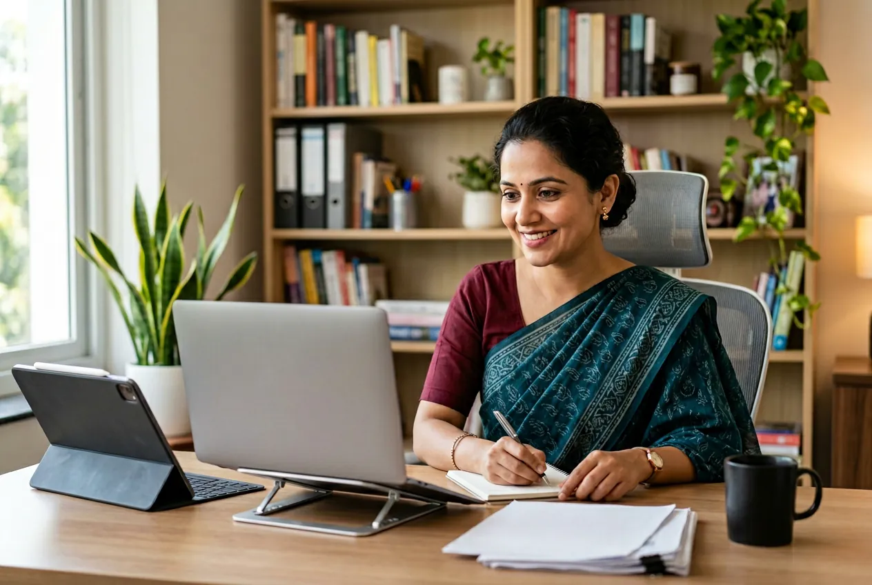 Teacher managing their online classes and student performance
